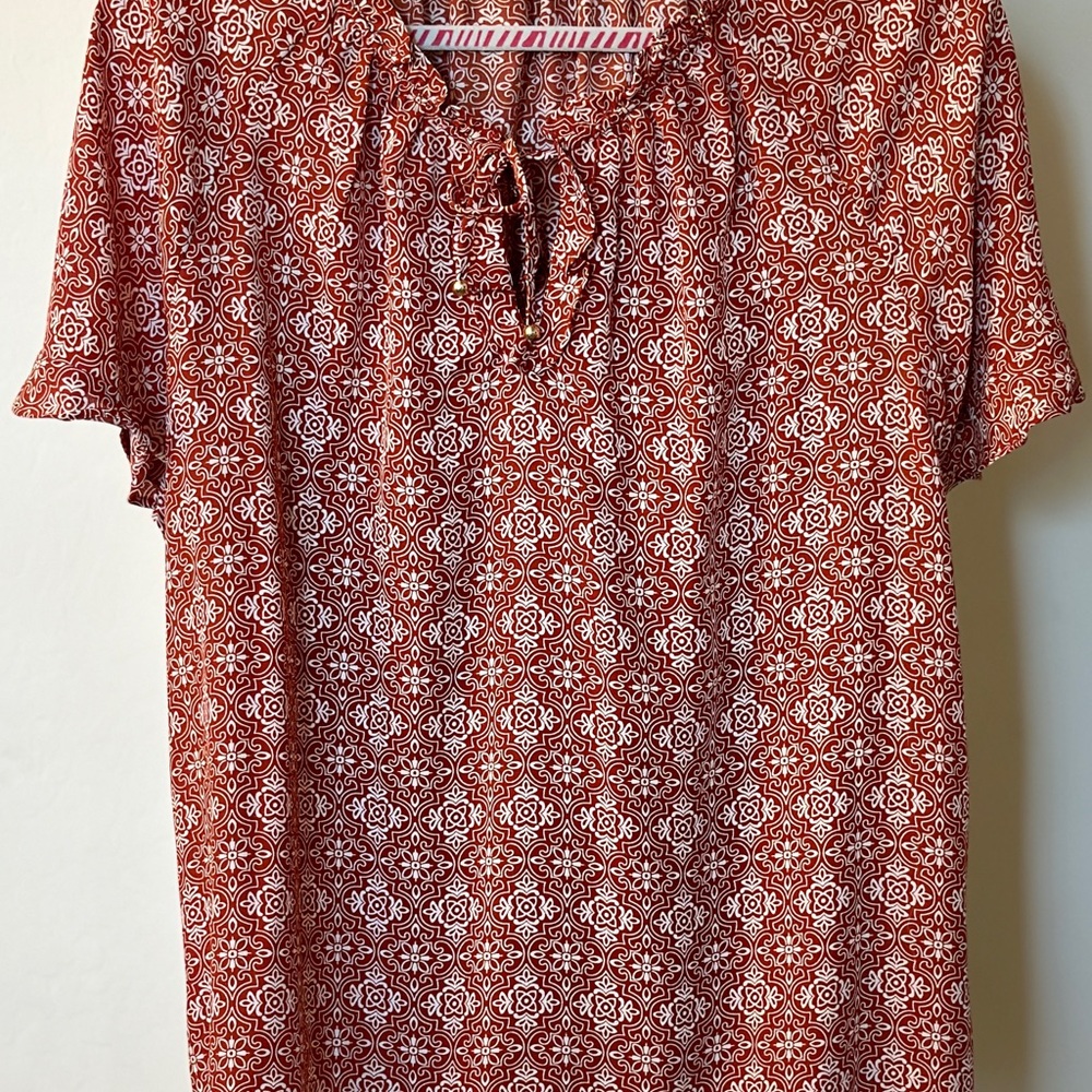 Liz Claiborne Rust and Cream Top - Picture 2 of 5